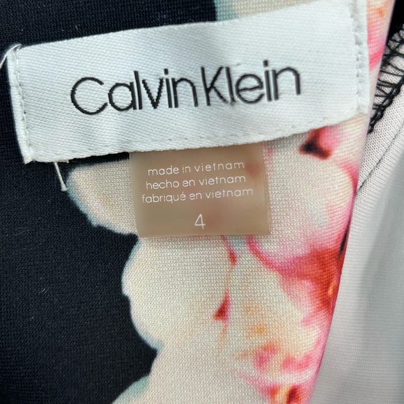 Calvin Klein Women Black Floral Sheath Dress Size 4 Knee Length - Picture 11 of 14